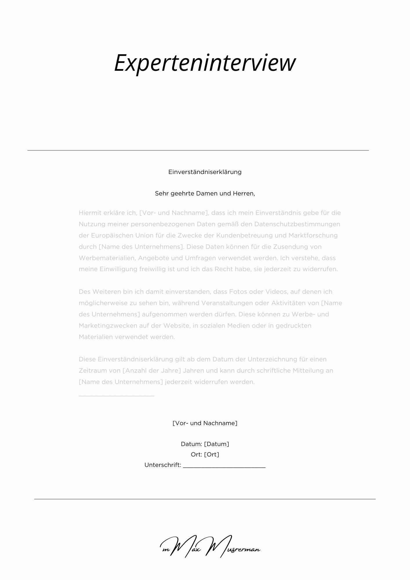 Einverständniserklärung Experteninterview