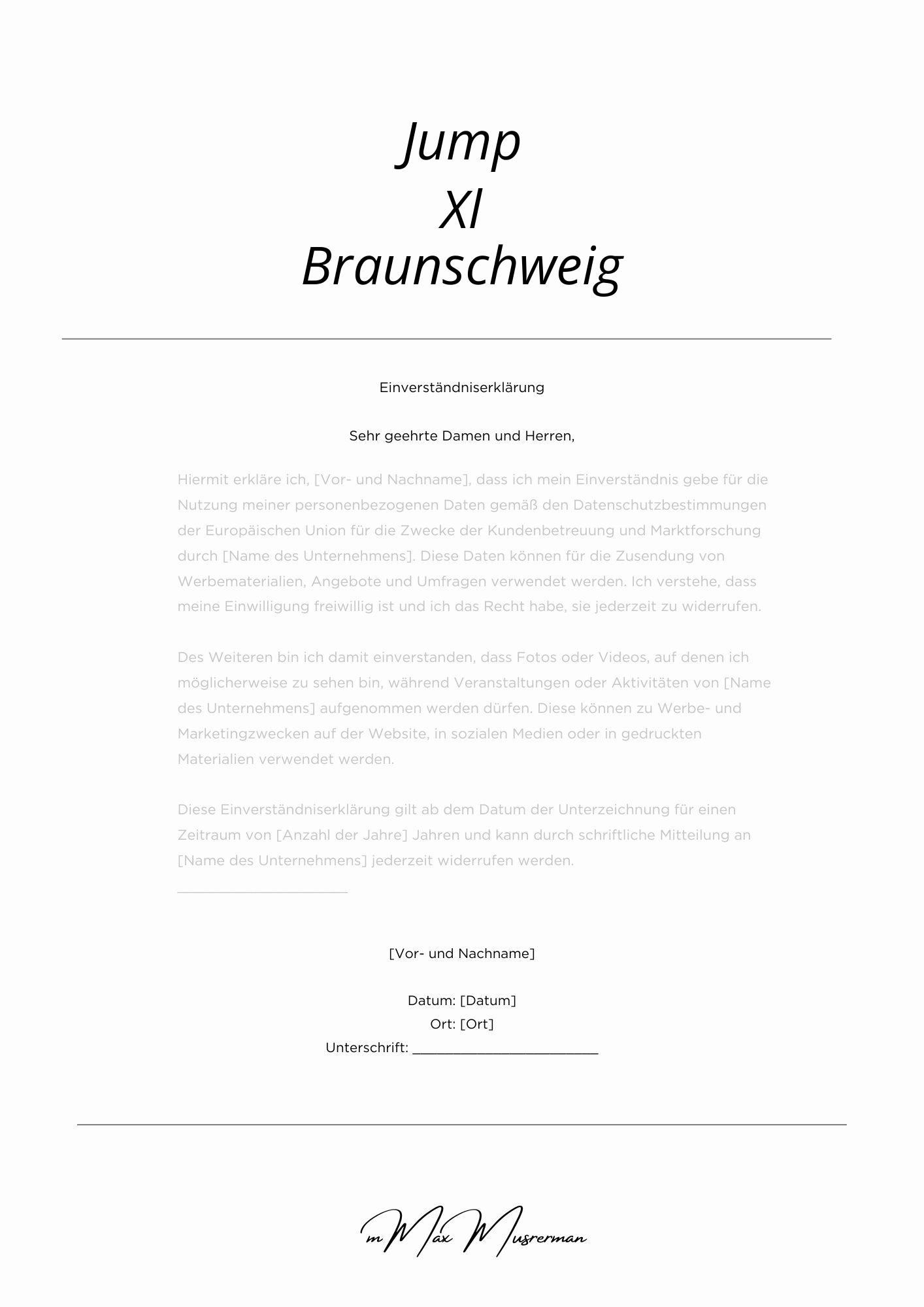 Jump Xl Braunschweig Einverständniserklärung