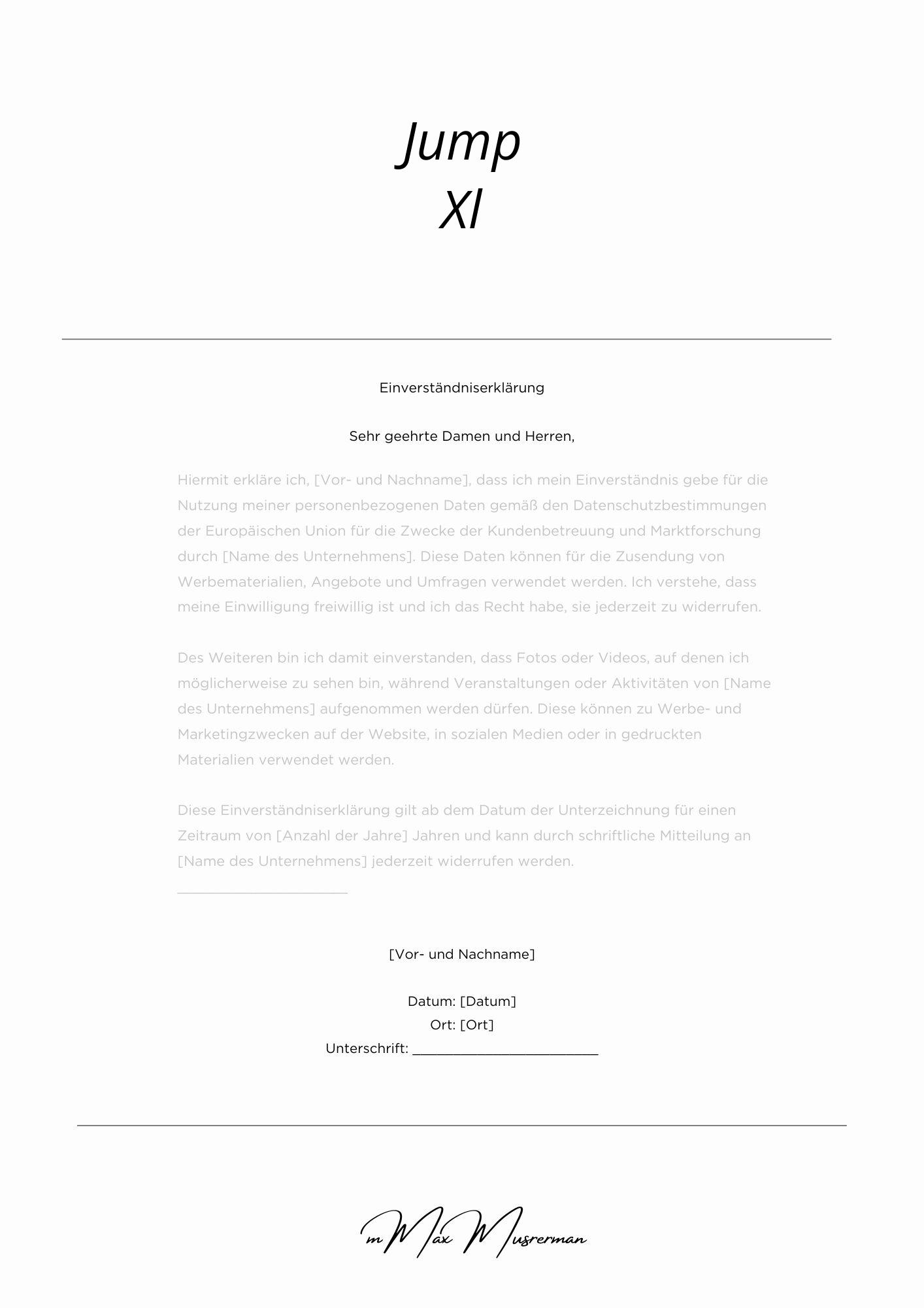Jump Xl Einverständniserklärung
